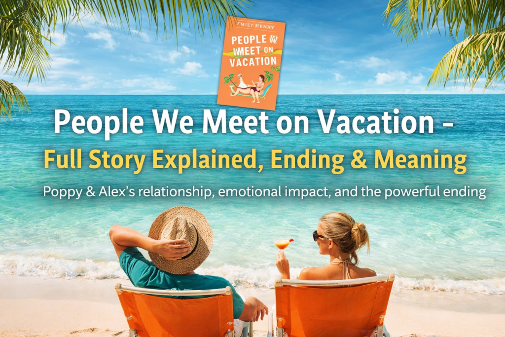 People We Meet on Vacation full story explained with Poppy and Alex on a beach vacation